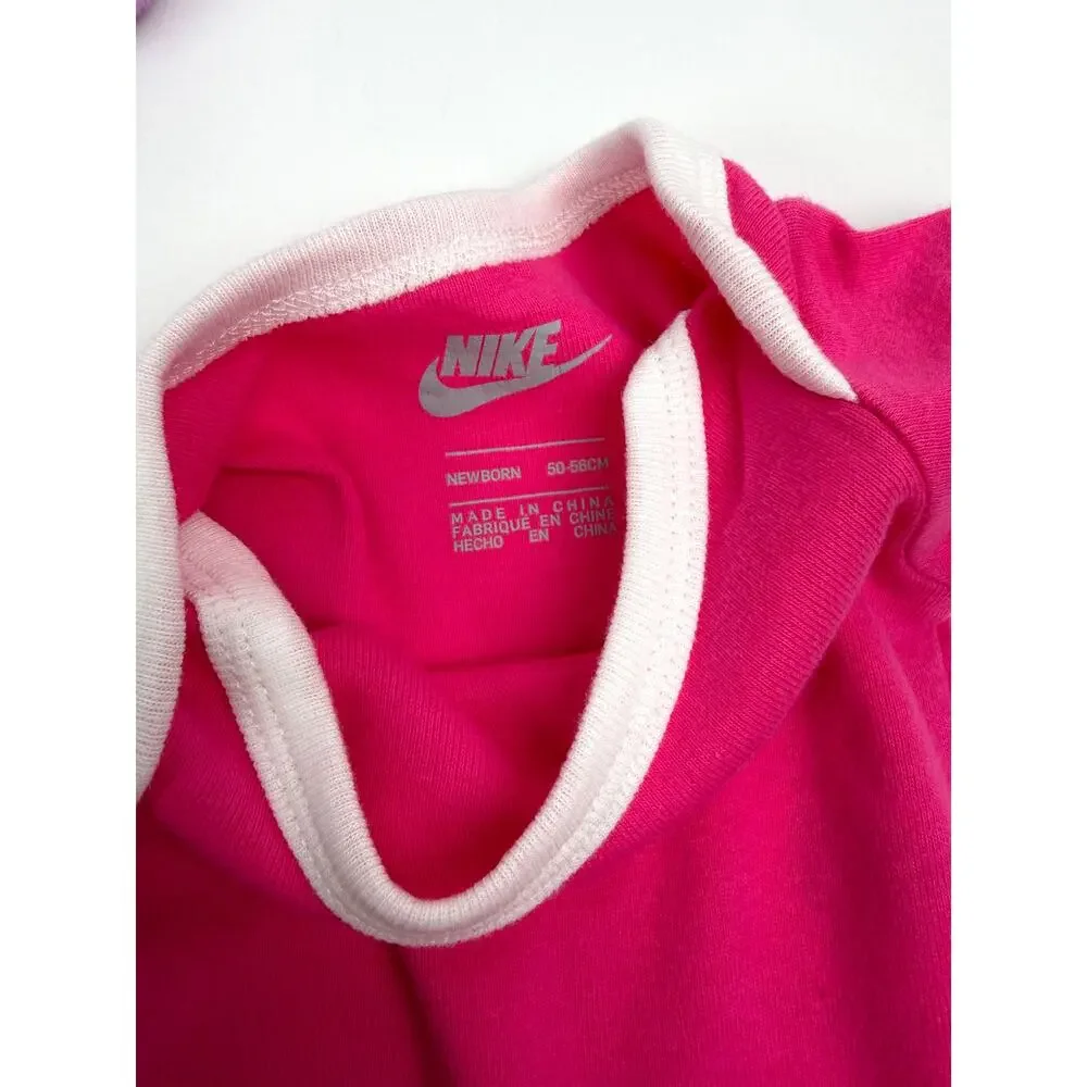 Nike Newborn 4 Pc Outfit Lot Pink Purple Bodysuits Sleeper Baby Girl Newborn